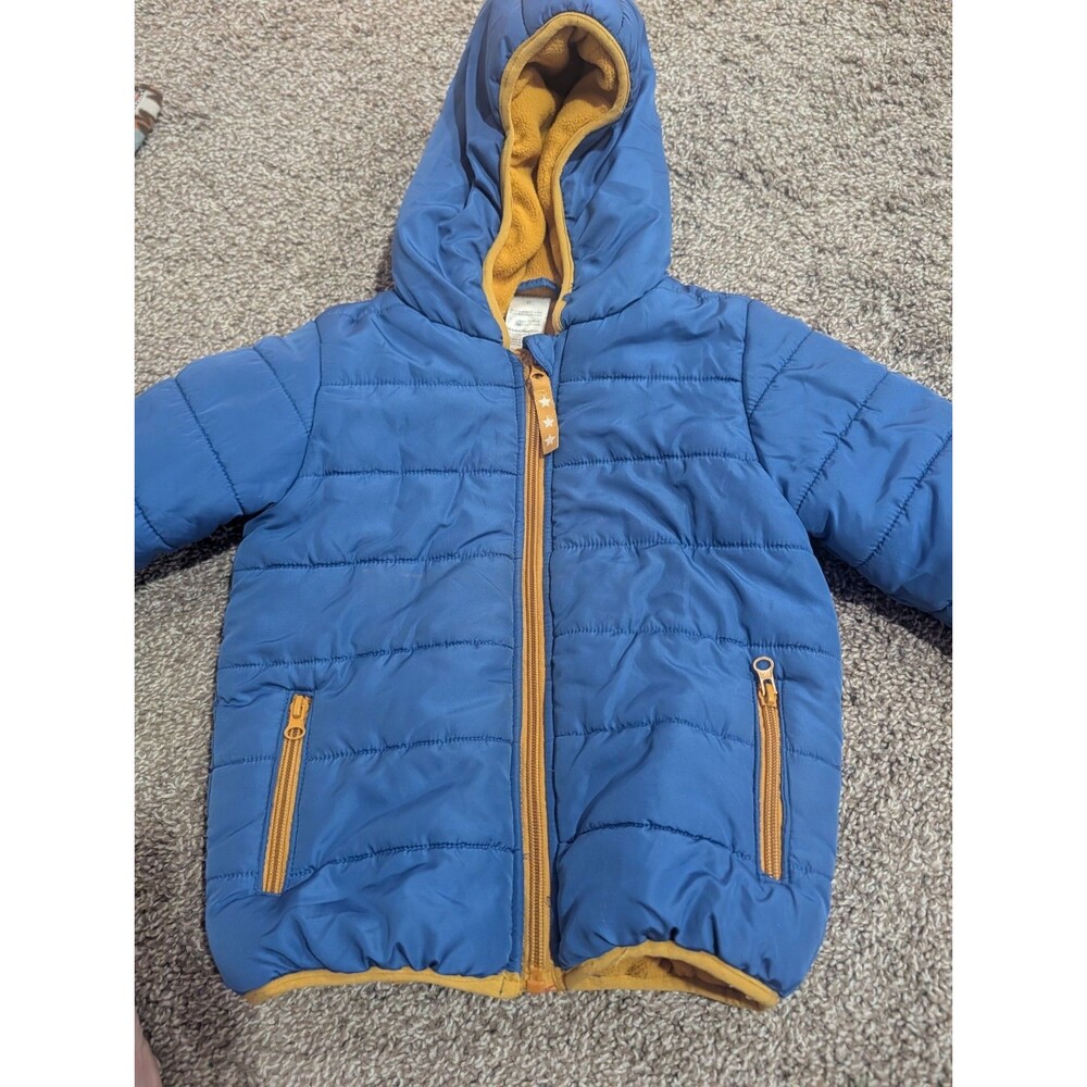 Little Beginnings 3T Blue Yellow Puffer Coat Boys Warm